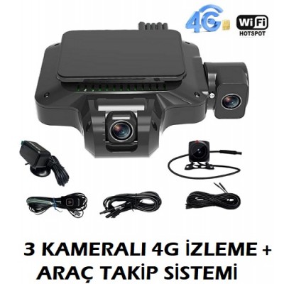 3 Kameralı Uzaktan İzleme 4G GPS Araç Takip Canlı Kamera İzleme ICC-790