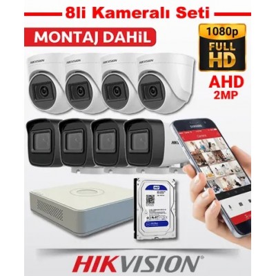 Hikvision 8 Kameralı Güvenlik Sistemi MONTAJ Dahil H-80