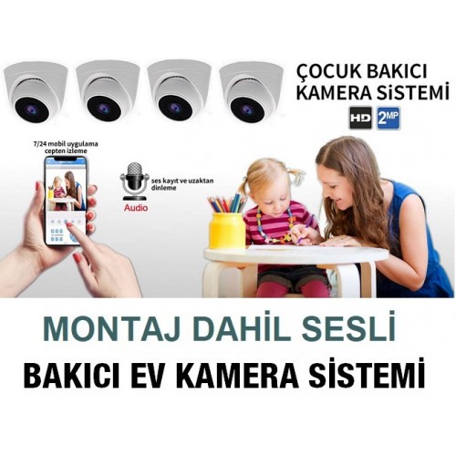 Bakıcı Kamera Sistemi MONTAJ DAHİL 4 Kameralı Sesli ICM-7090