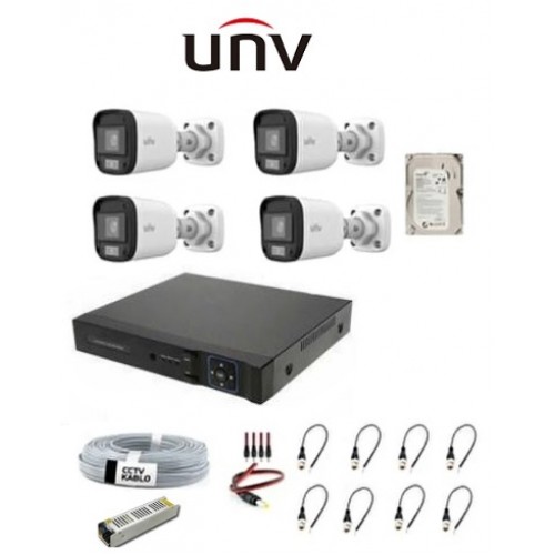 Uniview 4'lü 2mp 2.8mm 500gb Hdd Güvenlik Kamera Seti icomU-87