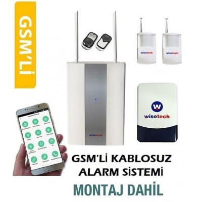 WİSETECH 2 PIR KABLOSUZ HIRSIZ ALARM SİSTEMİ GSM'Lİ MONTAJ DAHİL