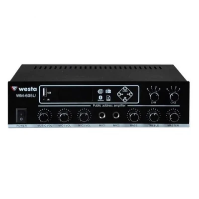 Westa WM-605U 100 Watt Trafolu 2 Kanallı Kontrollü Mikser Amfi